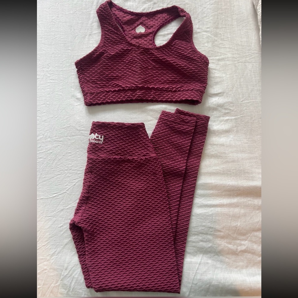 Booty by Brabants Mauve Textured Leggings High-Waisted
